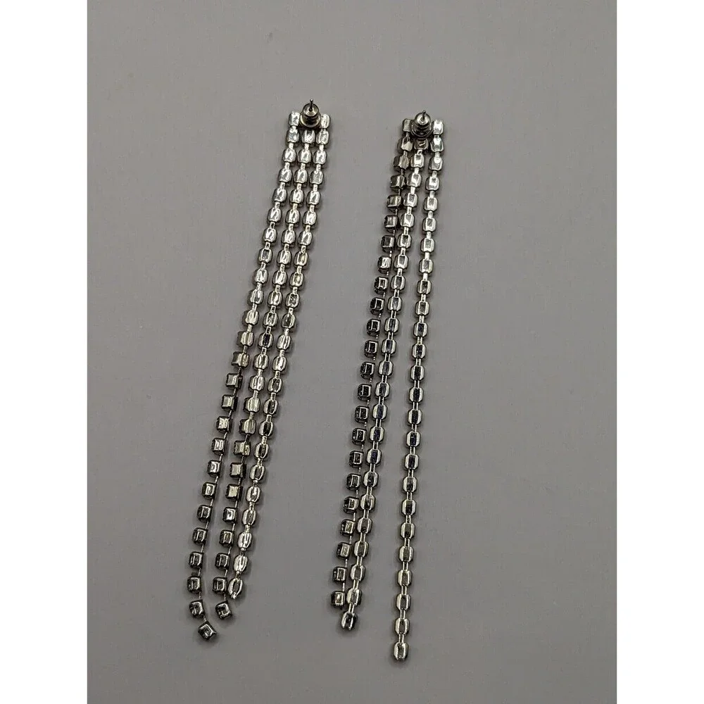 Long Tassel Rhinestone Earrings